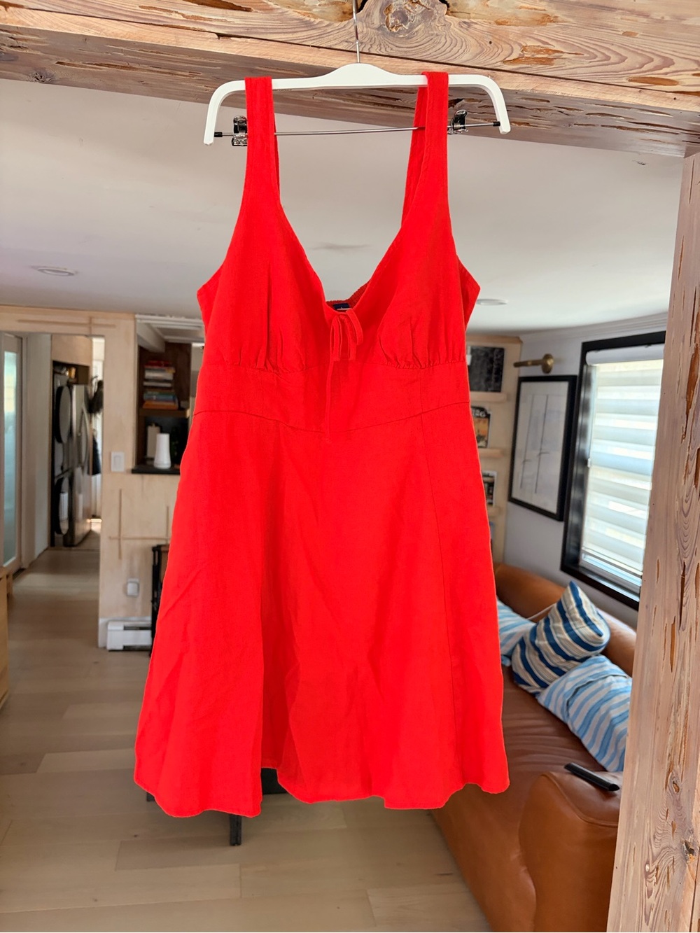 Old Navy linen red mini dress size large